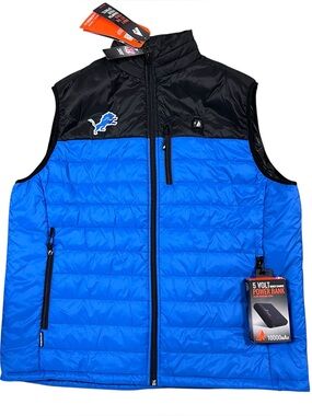 ActionHeat Detroit Lions 5V Puffer Battery Rechargeable Heated Vest Sz XL NWT